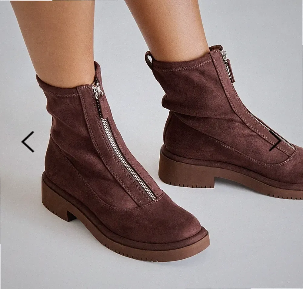ANTHROPOLOGIE DOLCE VITA Shante Faux Suede Mahogany Boots Zip Front SZ 8 $200