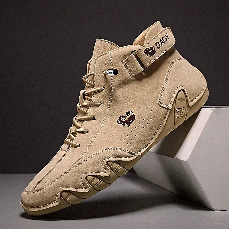 Breathable Male Ankle Boots Handmade Leather Sneakers Comfort Soft Wading Shoes