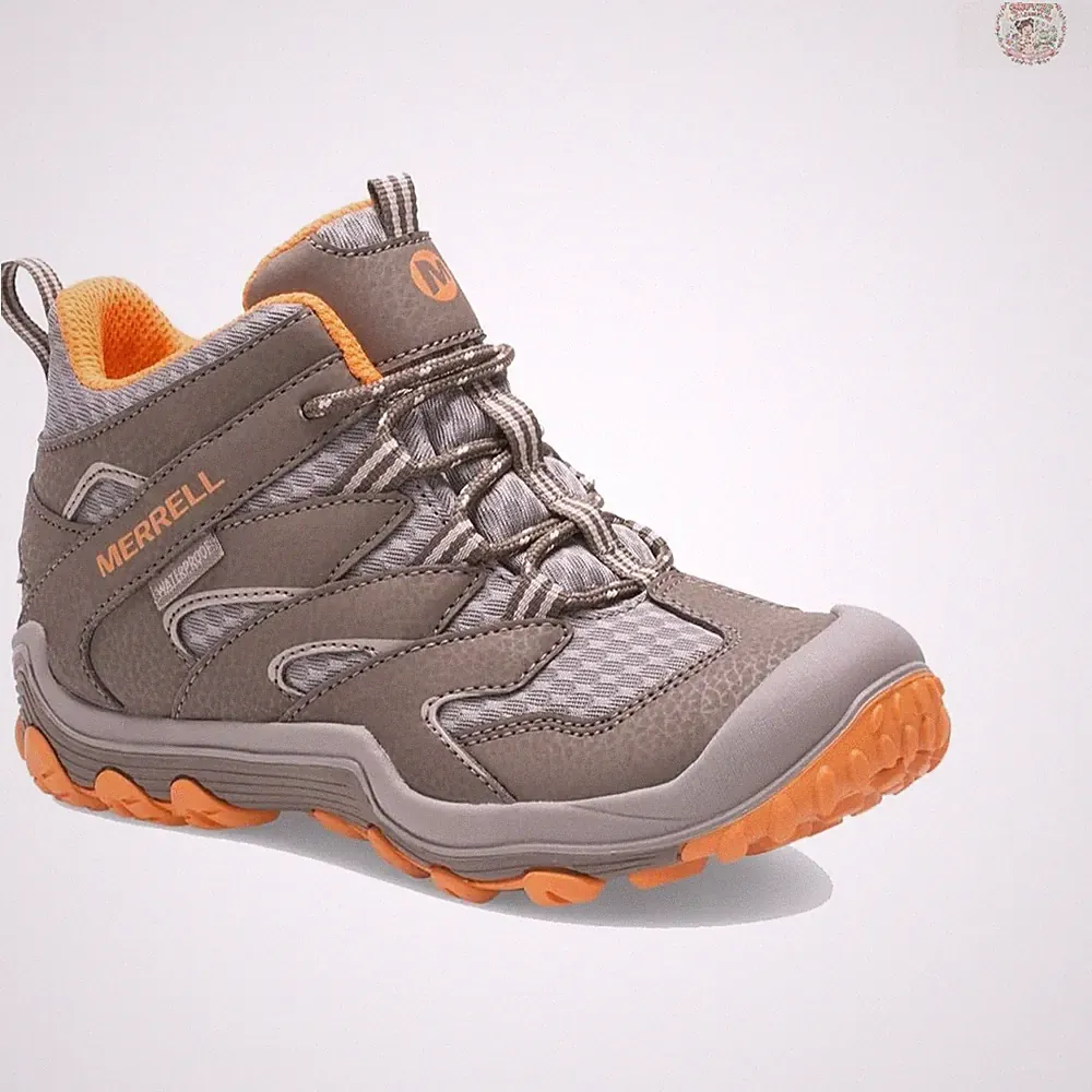 Chameleon 7 Mid Waterproof Hiking Boot for Little Kids, Size 1 - Gunsmoke/Orange
