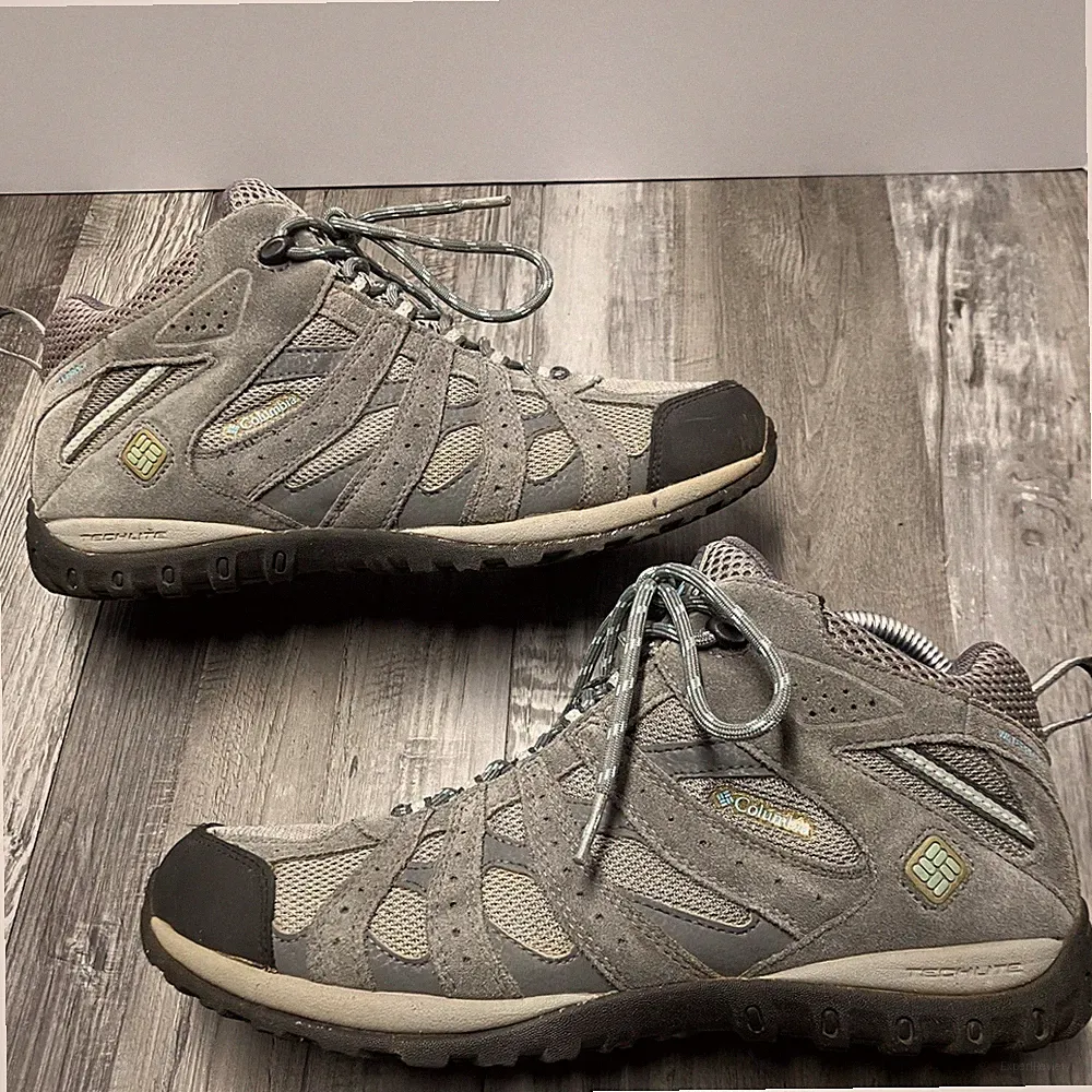 Columbia Women's Hiking Boots Gray Mesh Suede Waterproof Techlite Size 12
