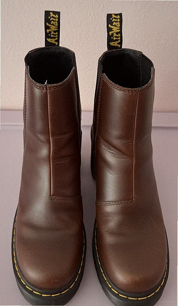 Dr. Martens Spence Ankle Boots Womens Brown Flared Heel Pull On ~ US Size 8