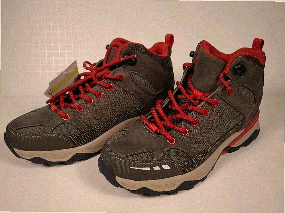 EDDIE BAUER-New-Women's Taupe/Brick Red Crater Lake Hiking Boots-Size 6.5