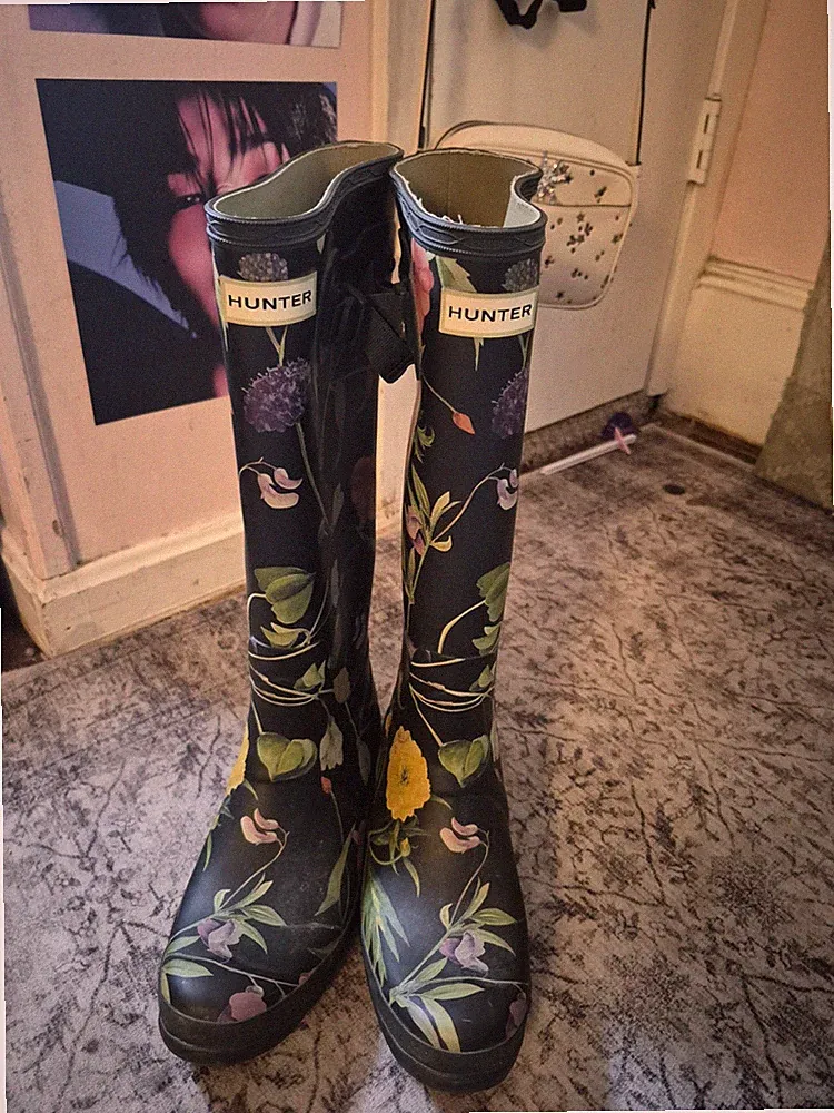 Hunter Women's Floral Knee High Waterproof Rain Boots