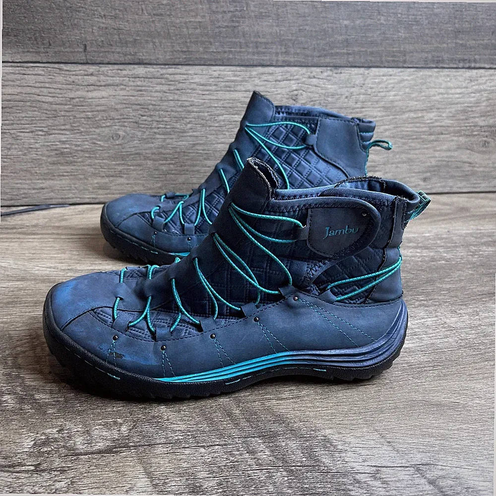 Jambu Spirit Bootie Vegan WJ17SBV73 Womens US 7M Hiking Boots Navy Lace Up Boot