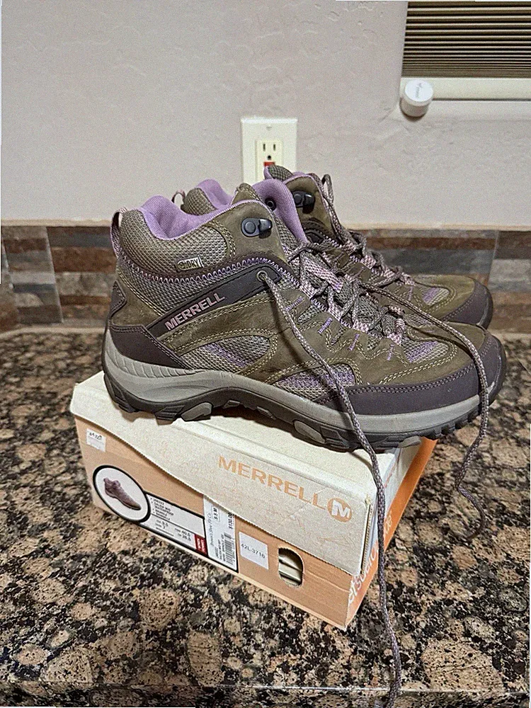 Merrell Salida Mid Waterproof Hiking Boots Brindle/Purple Women’s 9.5 M