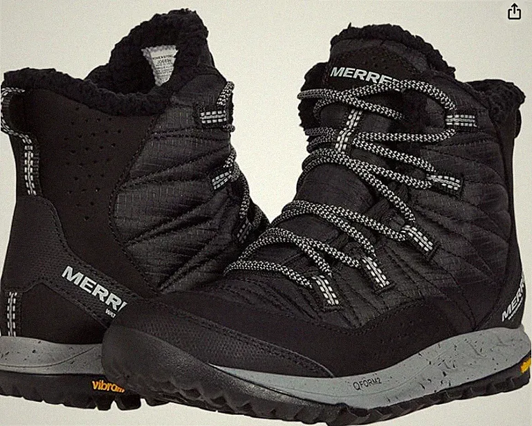 Merrell Women's Winter Boots Hiking Ice Grip Black Size 11 US New