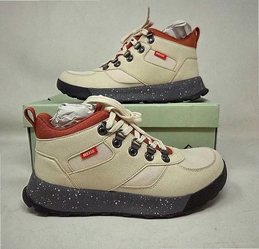 New women's 7.5 REI Trailmade waterproof hiking boots in Whitecap Gray / Rust