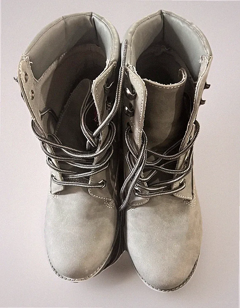Rock & Candy Women's Staylen High Heel Faux Leather Hiking Boots, Grey, Size 7