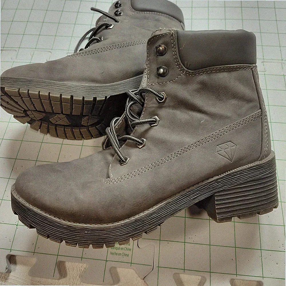 Rock & Candy Womens Hiking Boots Size 8 Grey Staylen High Heel Faux Leather