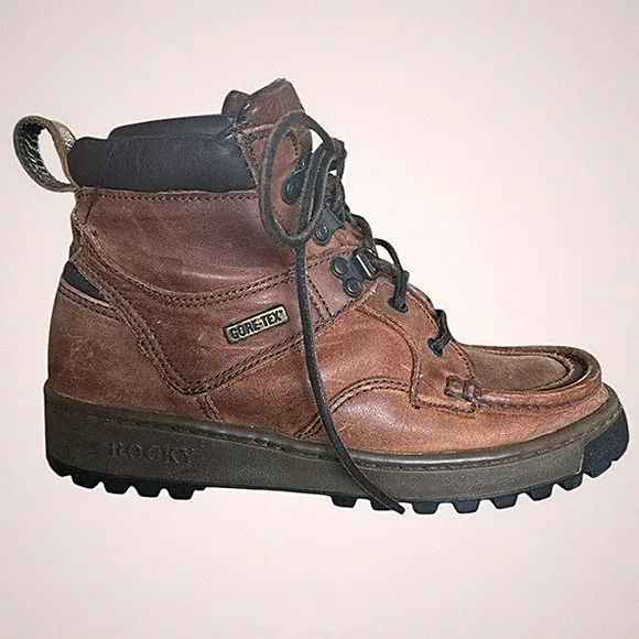 Rocky Boots Brown Leather Lace Up Gore-Tex Hiking Boots - Men's 6.5/Women's 8.5