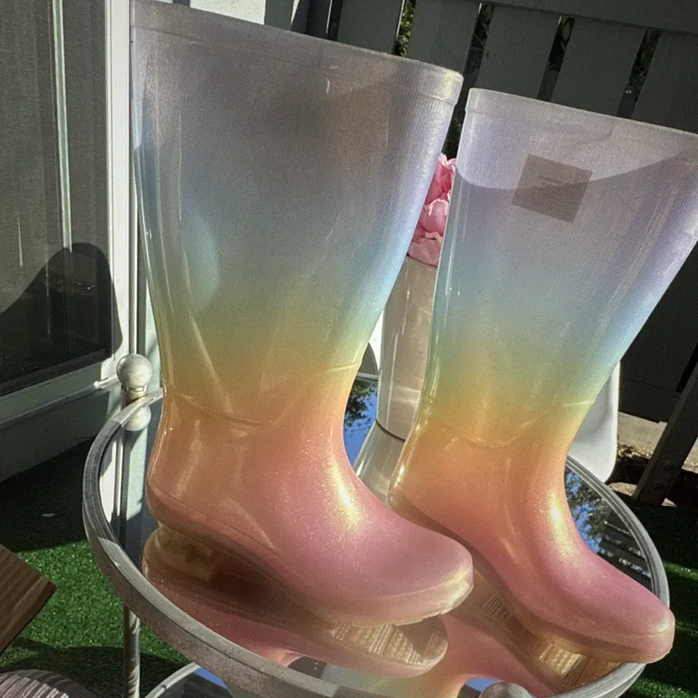 Target Women’s Glitter Ombré Knee High Rain Boots Pink/Yellow/Blue/Purple US 13
