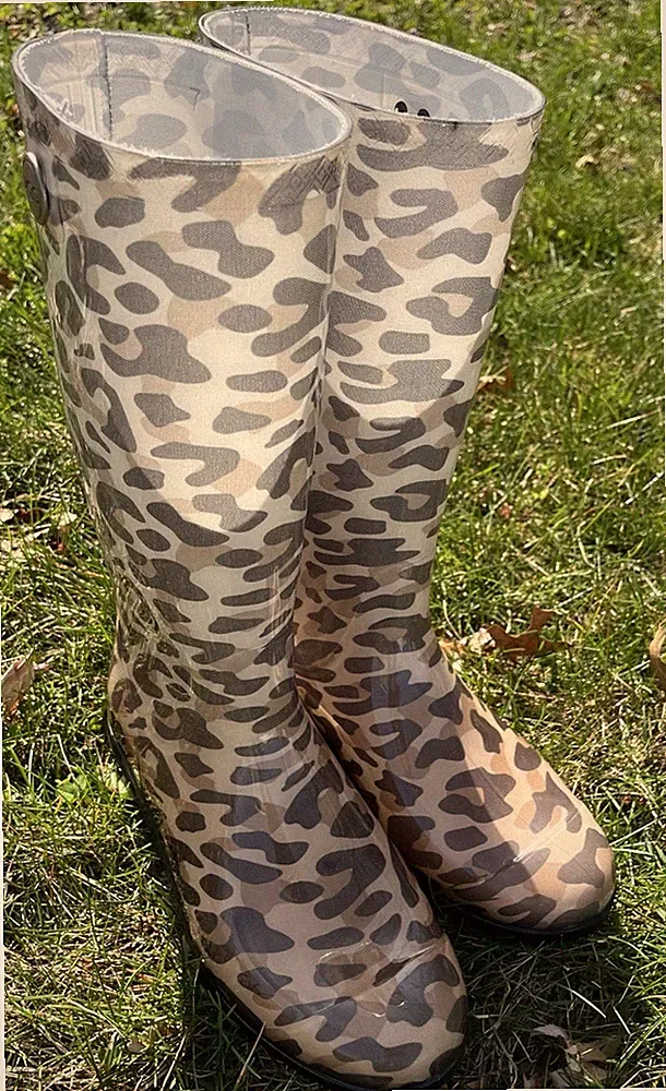 UGG Waterproof Knee High Animal Print Rain Boots Rubber Sole Pull On