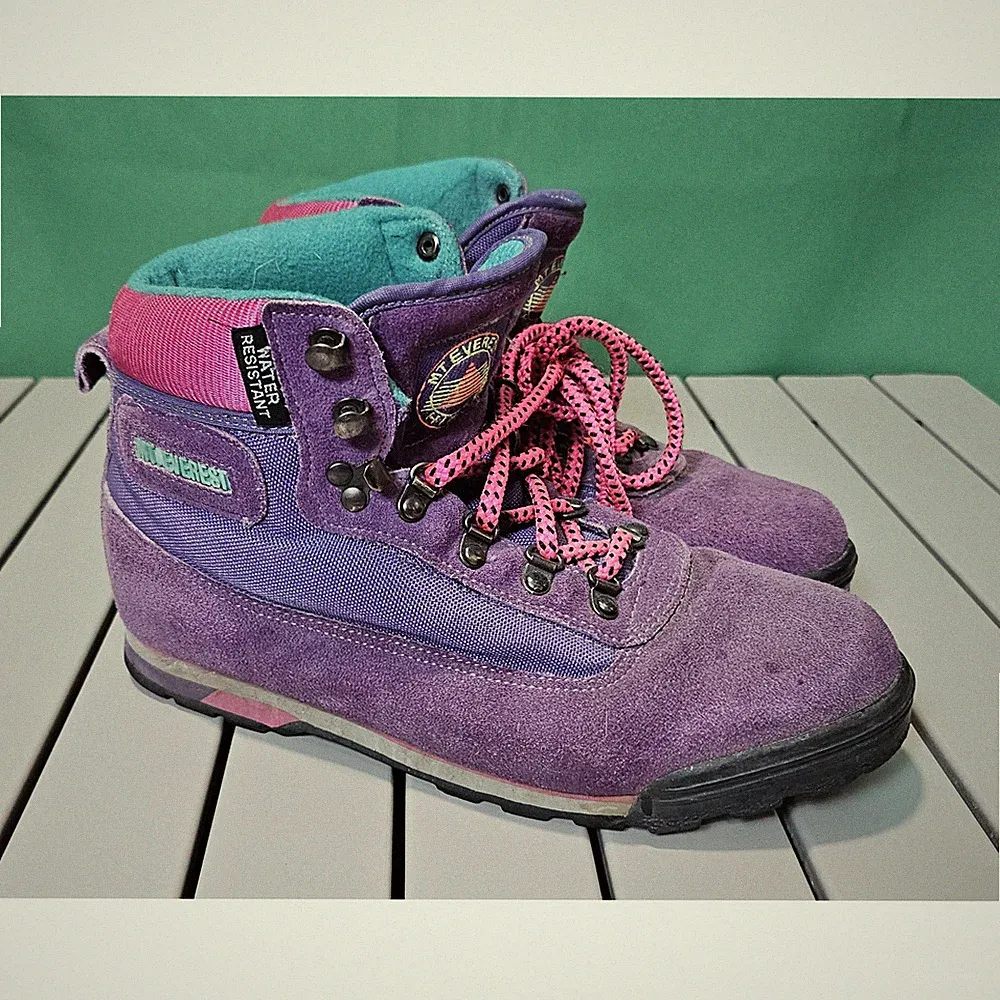 Vintage Mt Everest Hiking Boots Women’s 8 Purple Pink Teal 90s Gorpcore Trail