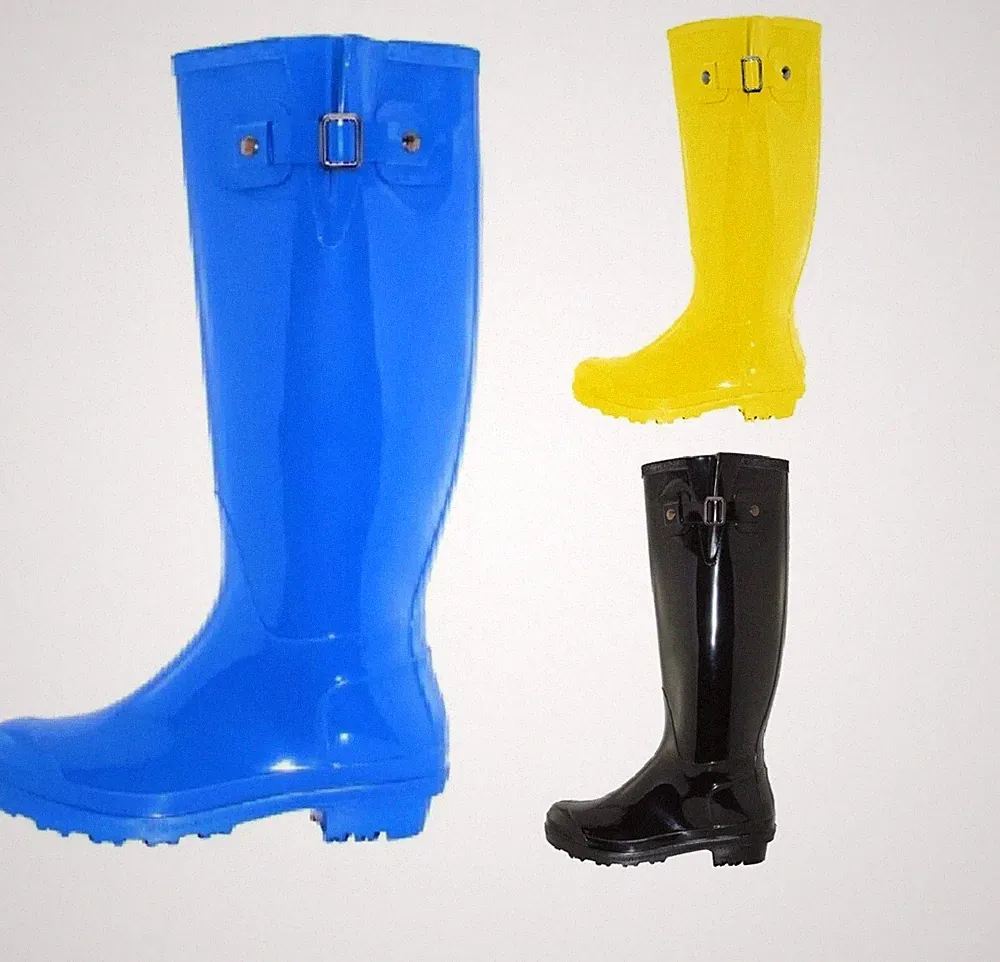 Women's Rubber Rain Boots Size 6 7 8 9 10 Black Blue or Yellow