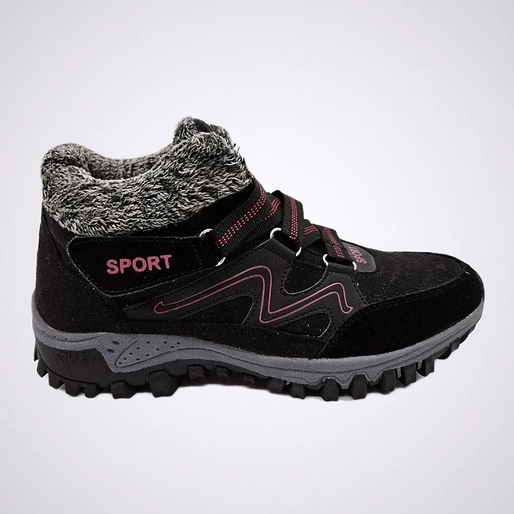 Women's Winter Hiking Boots Black With Faux Fur